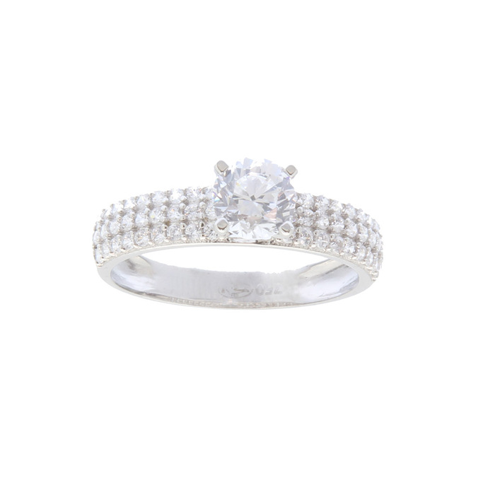 Solitaire accompagné pavé  en Or 750 / 1000 (18K)