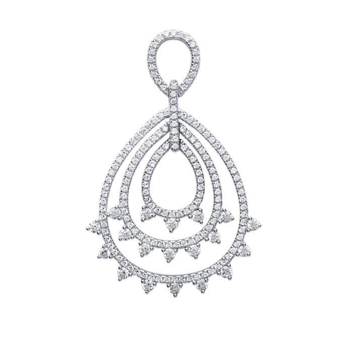 Paire de boucles pendantes poire micro serti  en Argent 925 /1000