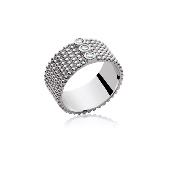 Bague motif trilogie serti clos  en Argent 925 /1000
