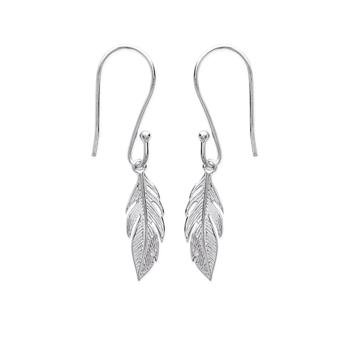 Paire de boucles pendantes plume  en Argent 925 /1000