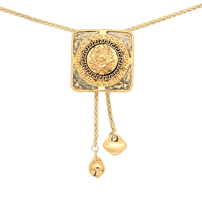 Collier motif cravache motif fleur et grec maille palmier  en Or 750 / 1000 (18K)