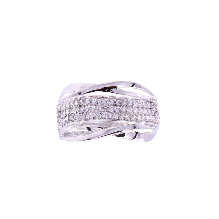 Bague motif tressée pavage  en Or 750 / 1000 (18K)