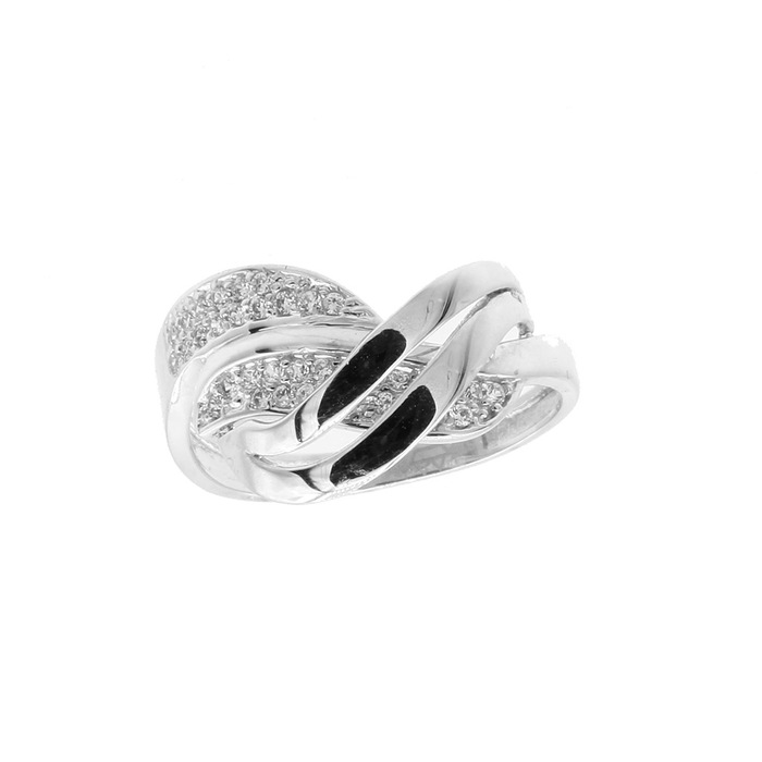 Bague motif tressé pavage plat  en Or 750 / 1000 (18K)