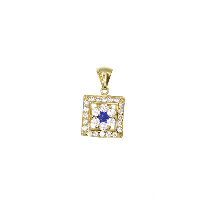 entourage carre centre bleu  en Or 750 / 1000 (18K)