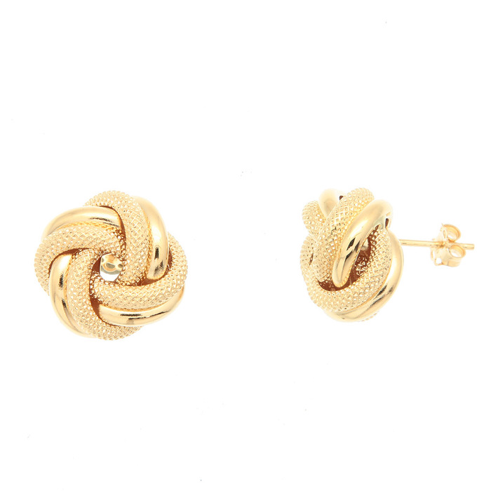Paire de boucles à vis matte et satiné noeud  en Or 750 / 1000 (18K)