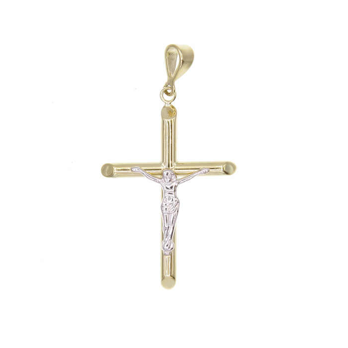 Pendentif religieux croix avec Christ  en Or 750 / 1000 (18K)