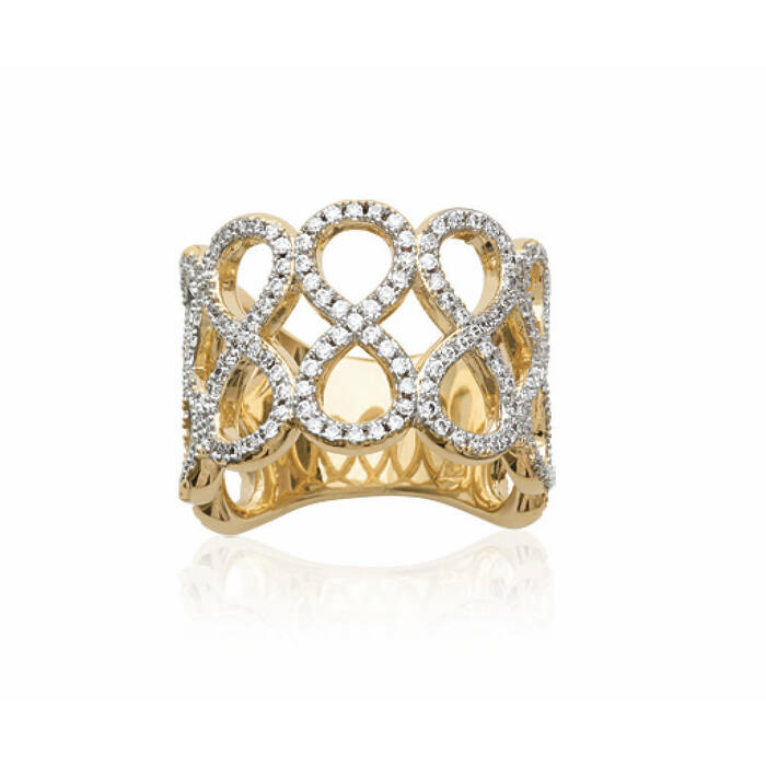 Bague motif ajouree microseertie  en Plaqué Or