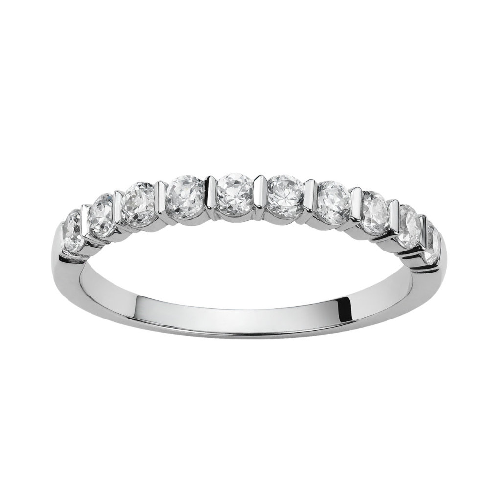 Alliance demi tour serti barettes  en Or 750 / 1000 (18K)