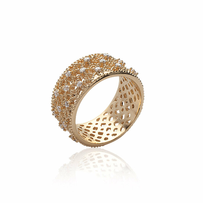 Bague motif micro serti  en Plaqué Or