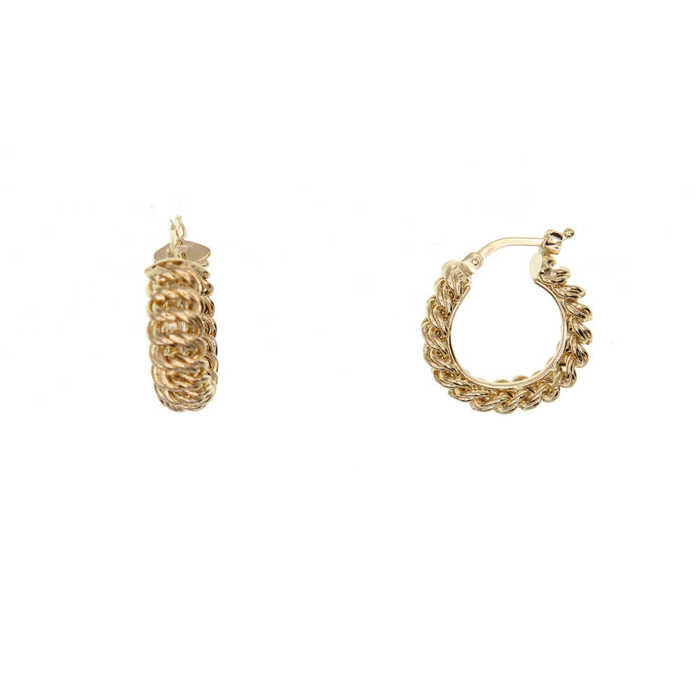 Paire de créoles maille americaine  en Or 750 / 1000 (18K)