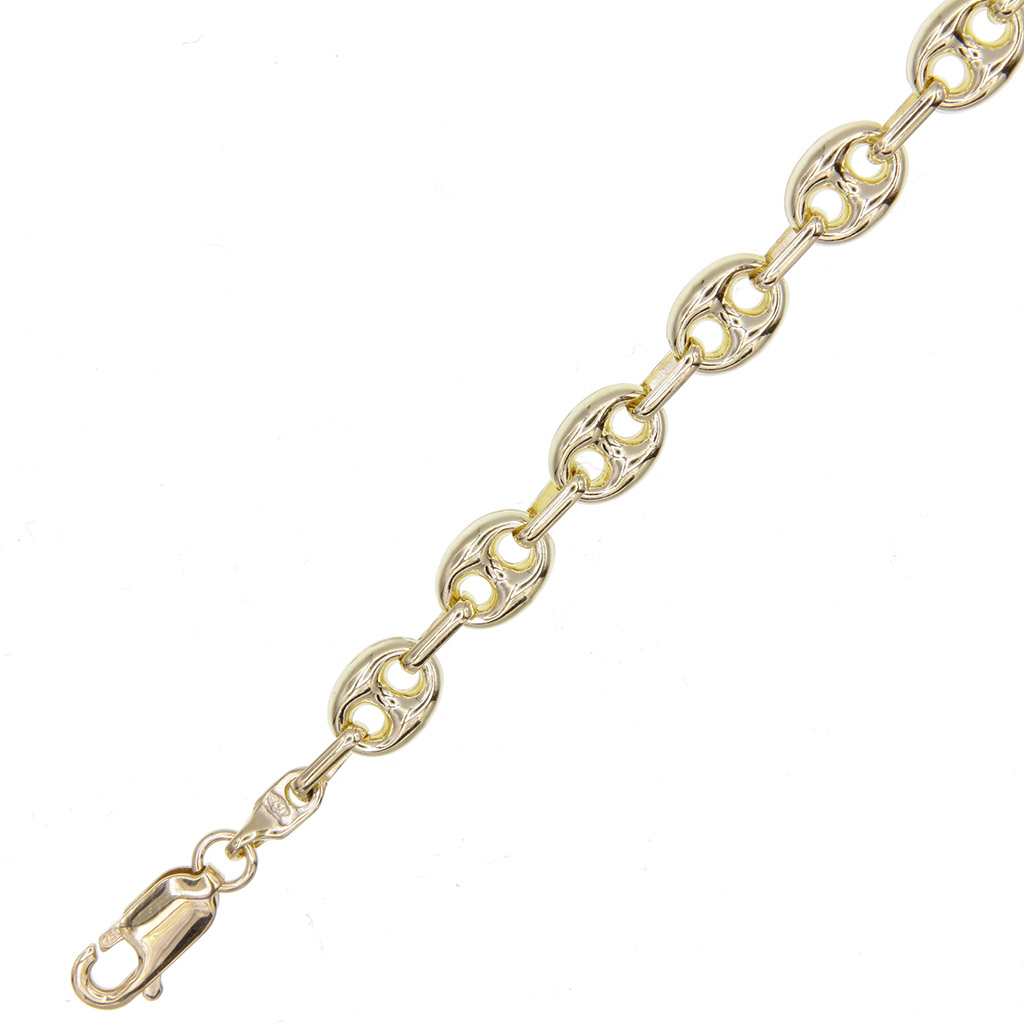 Gourmette maille graine de cafe 21cm  en Or 750 / 1000 (18K)