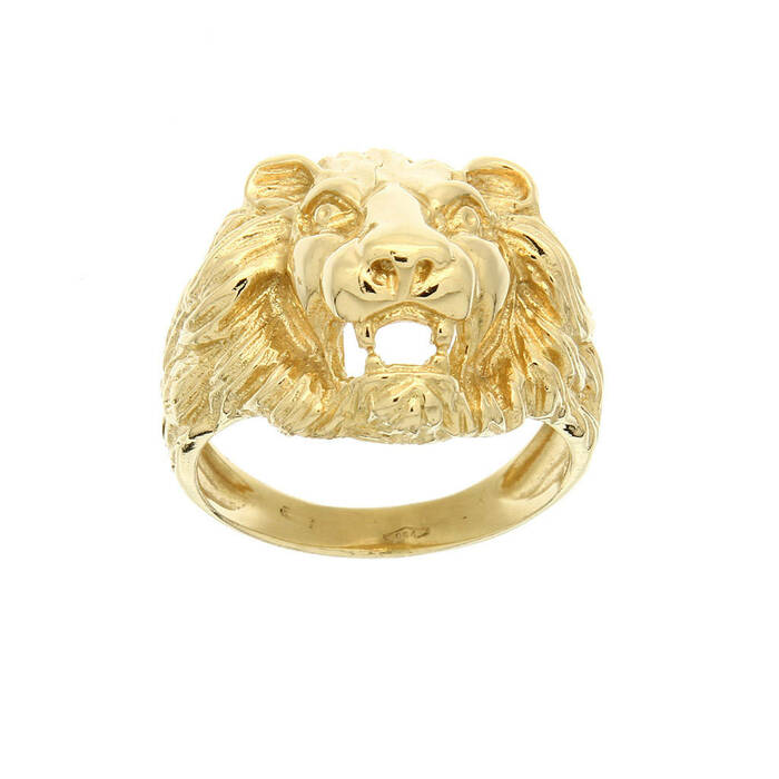 Chevalière tete de lion sans pierre  en Or 750 / 1000 (18K)