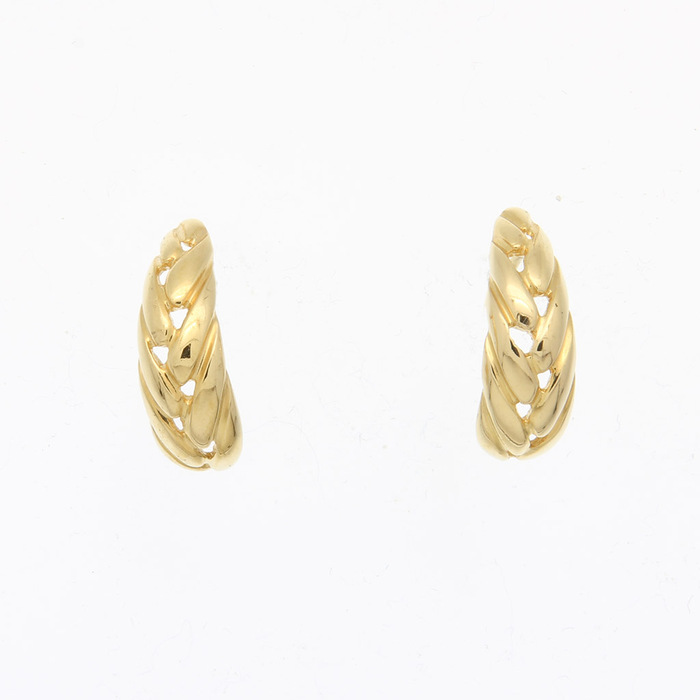 Paire de boucles à vis maille palmier  en Or 750 / 1000 (18K)