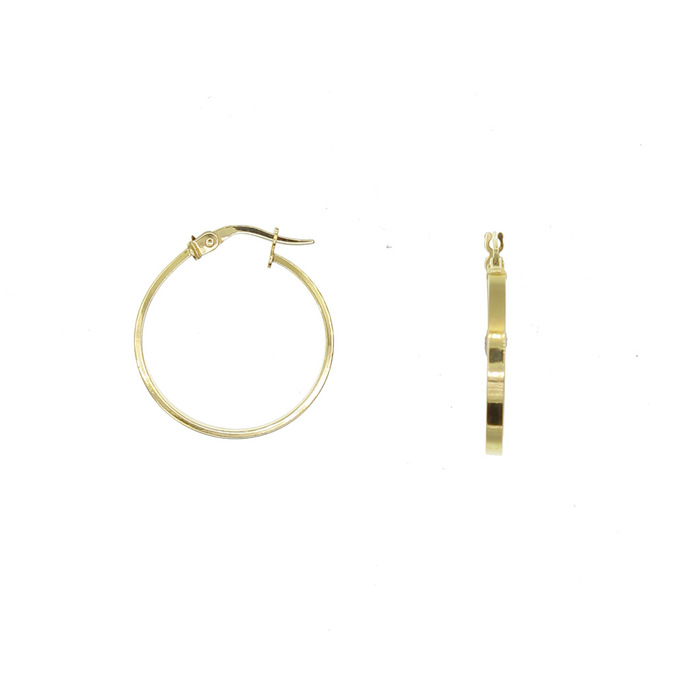 Paire de créoles lisse profil carre  en Or 750 / 1000 (18K)