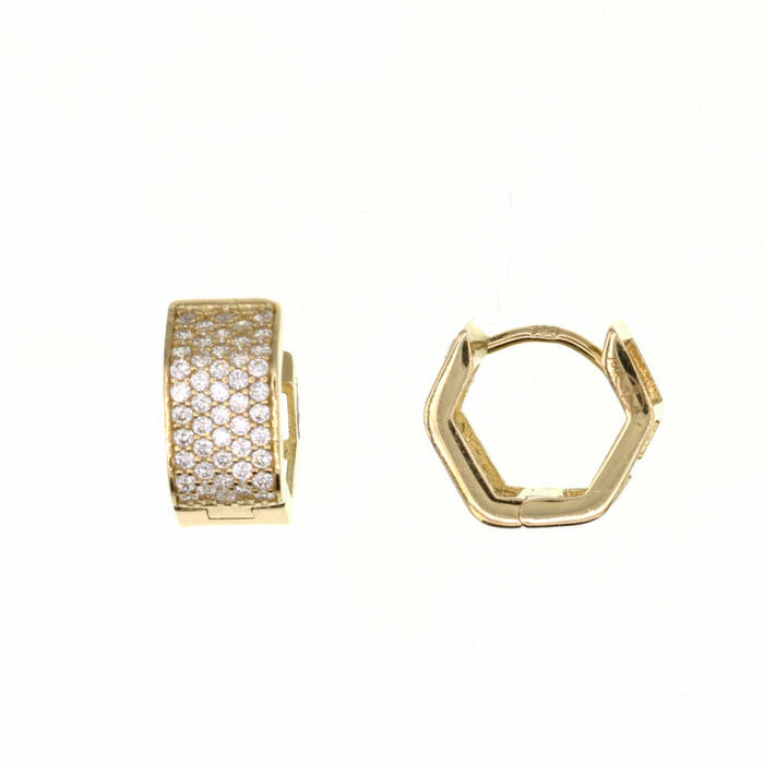 Paire de créoles pavage serti grain  en Or 750 / 1000 (18K)