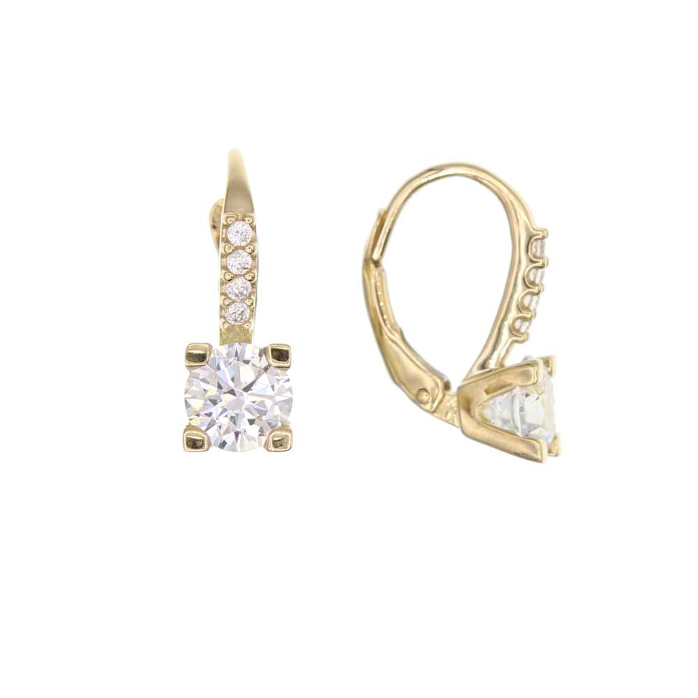 Paire de boucles dormeuses motif serti 4 griffes en Or 750 / 1000 (18K)