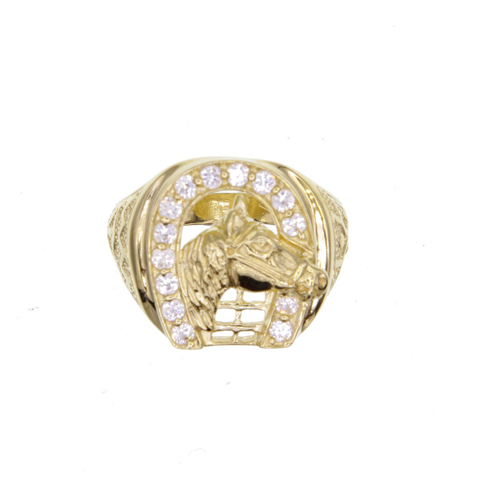 Chevalière tete de cheval et fer  en Or 750 / 1000 (18K)