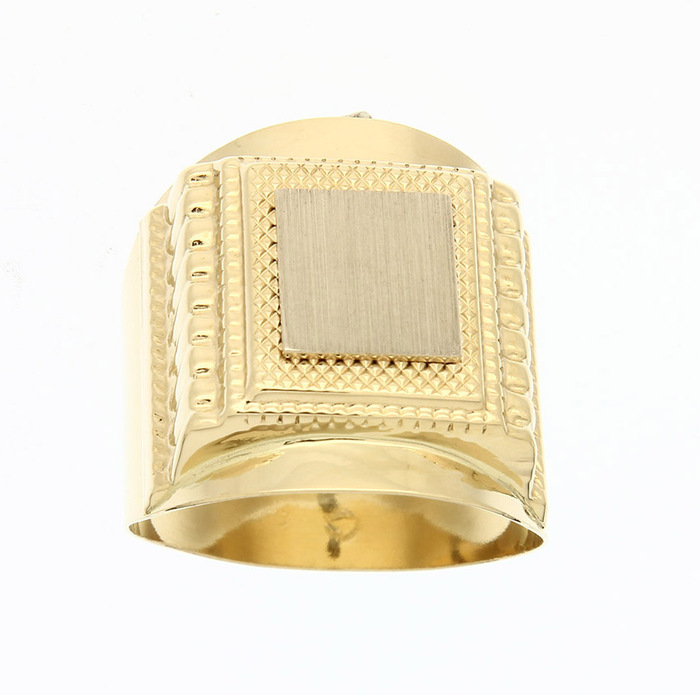 Chevalière avec table en or blanc brossé  en Or 750 / 1000 (18K)
