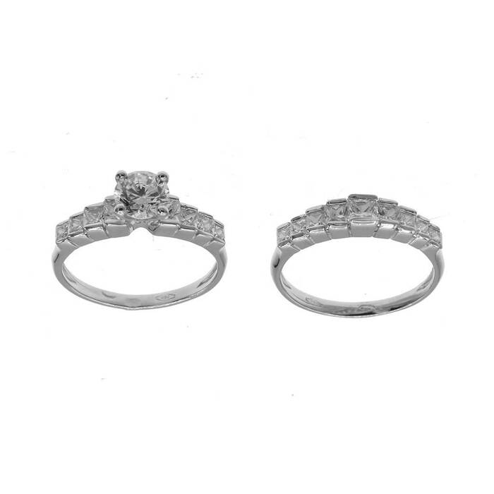 Bague motif accompagne 4 griffes et serti rail (alliance vendue separement)  en Or 750 / 1000 (18K)