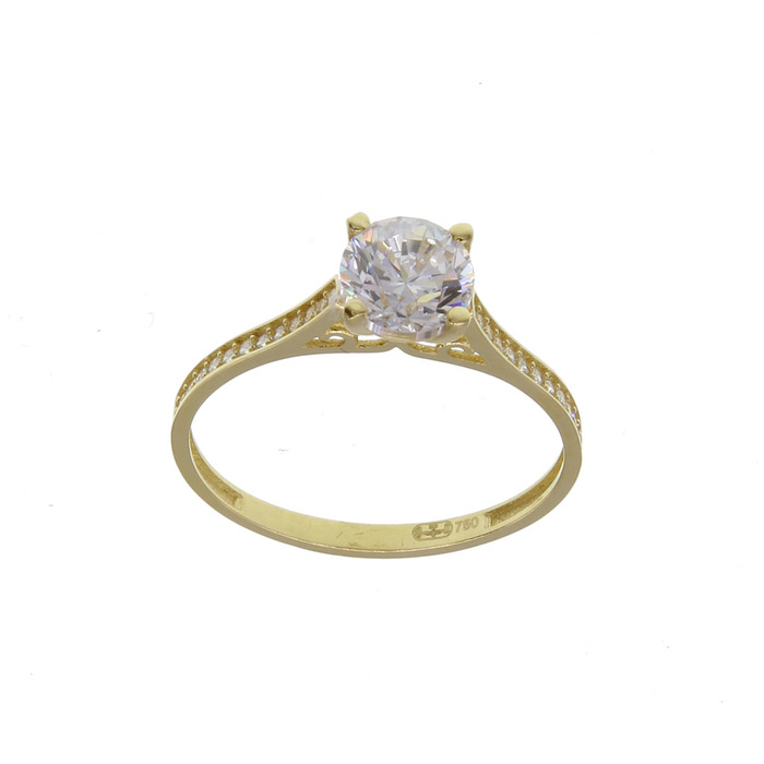 Solitaire accompagné 4 griffes serti grain  en Or 750 / 1000 (18K)