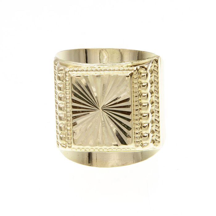 Chevalière table carree ciselee  en Or 750 / 1000 (18K)