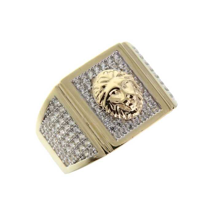 Chevalière table carree pavee avec motif tigre  en Or 750 / 1000 (18K)