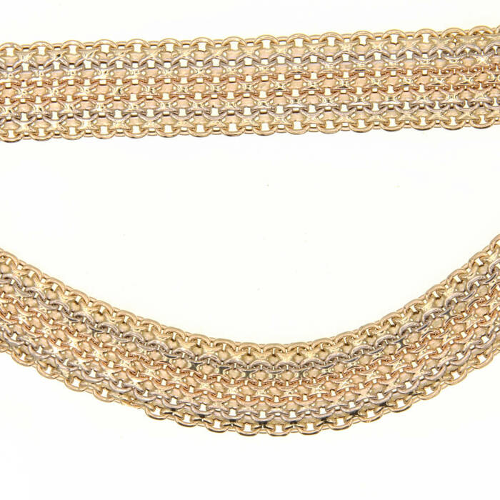 Ras du Cou maille paillasson 3 ors  en Or 750 / 1000 (18K)