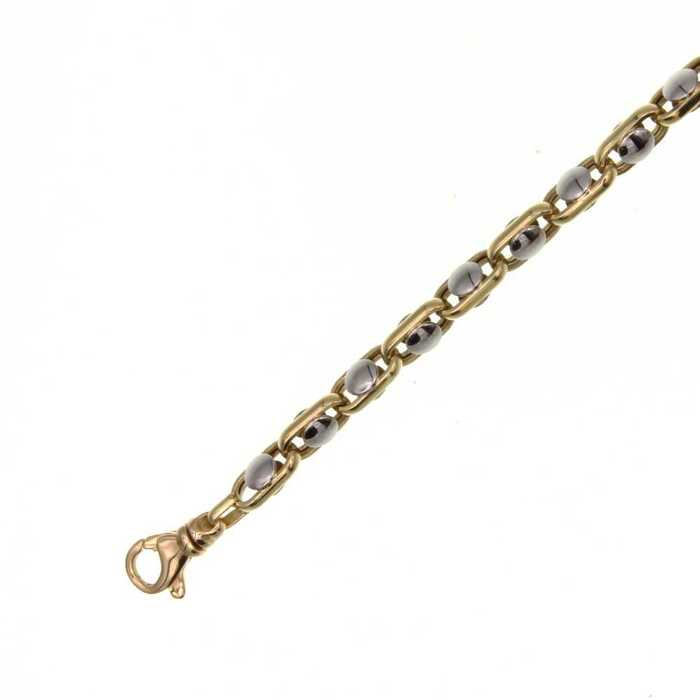 Chaine maille fantaisie bi colore 80 cm  en Or 750 / 1000 (18K)