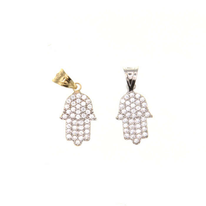 Pendentif religieux main pavee  en Or 750 / 1000 (18K)