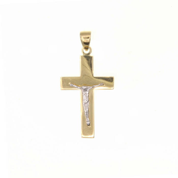 Pendentif religieux croix avec Christ  en Or 750 / 1000 (18K)