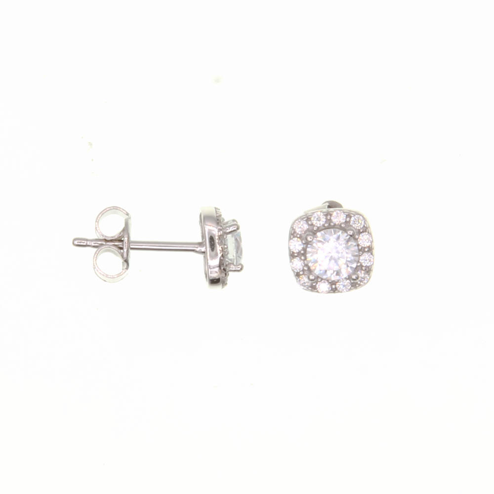 Paire de boucles à vis entourage  en Or 750 / 1000 (18K)