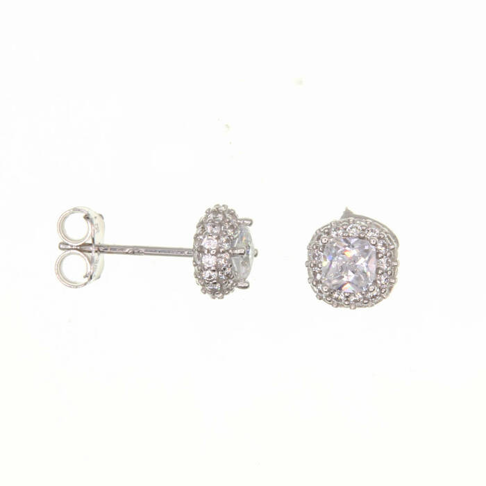 Paire de boucles à vis entourage  en Or 750 / 1000 (18K)