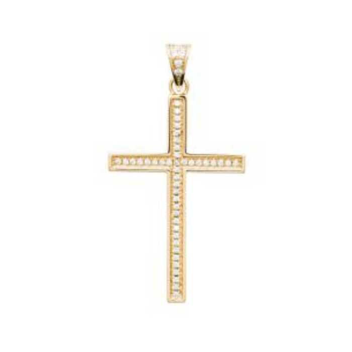 croix serti grain  en Plaqué Or