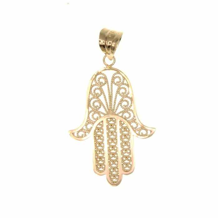 Pendentif religieux main filigrane  en Or 750 / 1000 (18K)