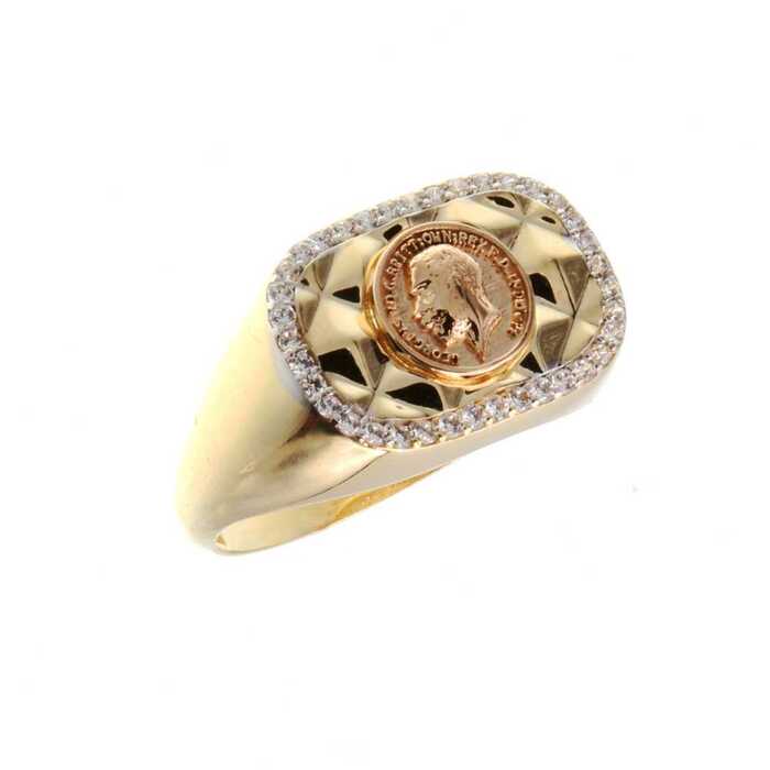 Bague motif rectangulaire facon porte piece  en Or 750 / 1000 (18K)