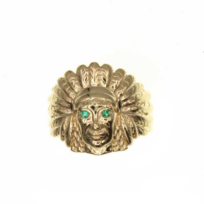 Chevalière tete d'indien  en Or 750 / 1000 (18K)