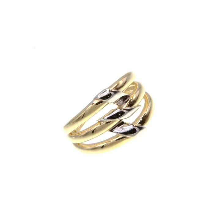Bague motif 3 rangs  en Or 750 / 1000 (18K)
