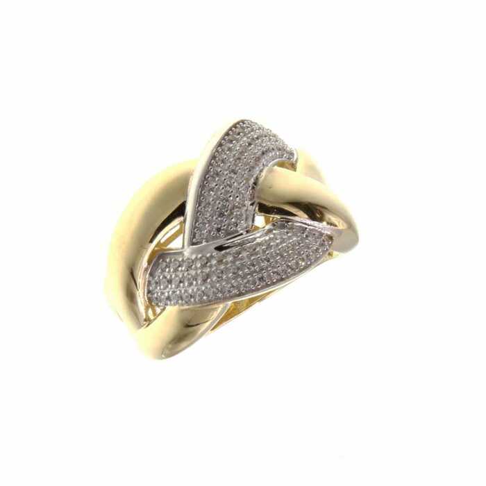 Bague motif entrelacee pavee  en Or 750 / 1000 (18K)