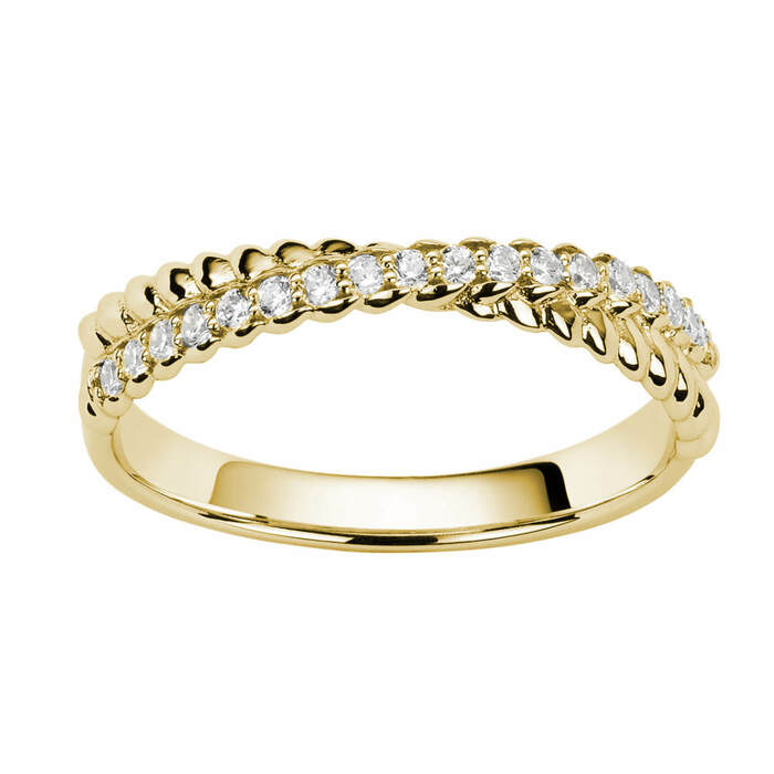 Alliance croisee serti grain  en Or 750 / 1000 (18K)