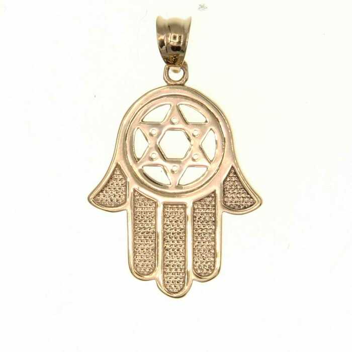 Pendentif religieux Main Etoile de David  en Or 750 / 1000 (18K)