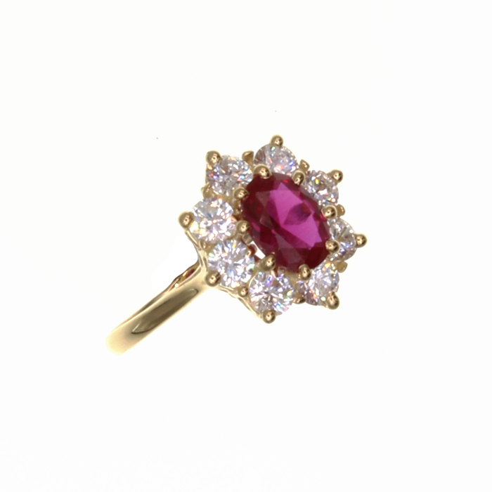 Bague motif marquise centre rouge  en Or 750 / 1000 (18K)