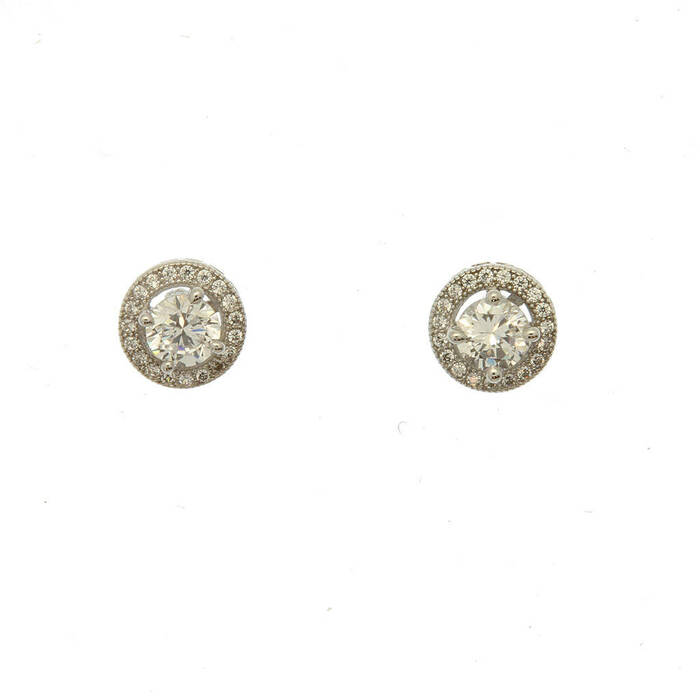 Paire de boucles à vis serti rond  en Or 750 / 1000 (18K)