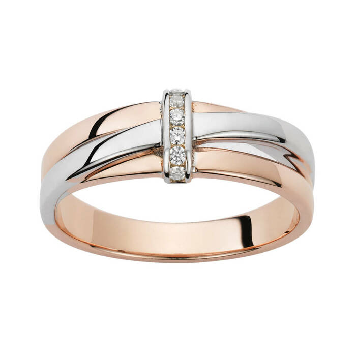AllianceBague motif entrelacee et barette diamants  en Or 750 / 1000 (18K)