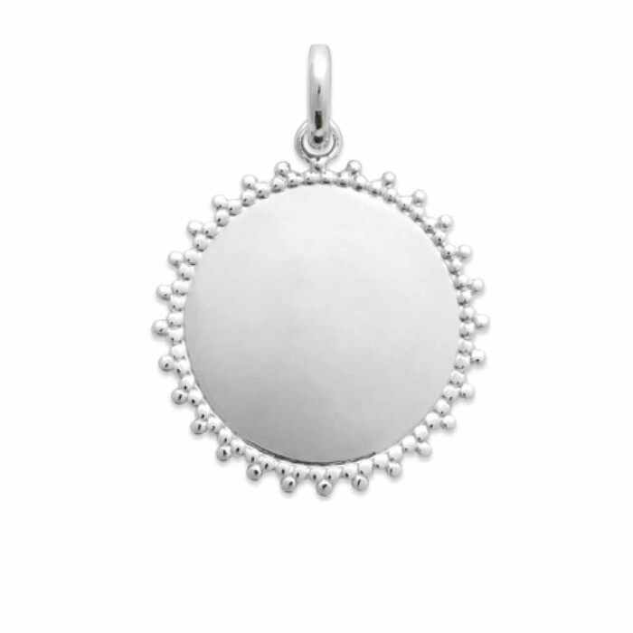Plaque ronde granulation  en Argent 925 /1000