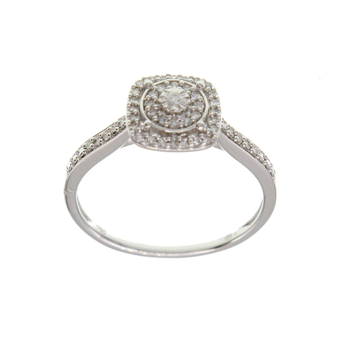 Solitaire accompagne avec entourage Diamants 0.17 cts G SI2  en Or 750 / 1000 (18K)
