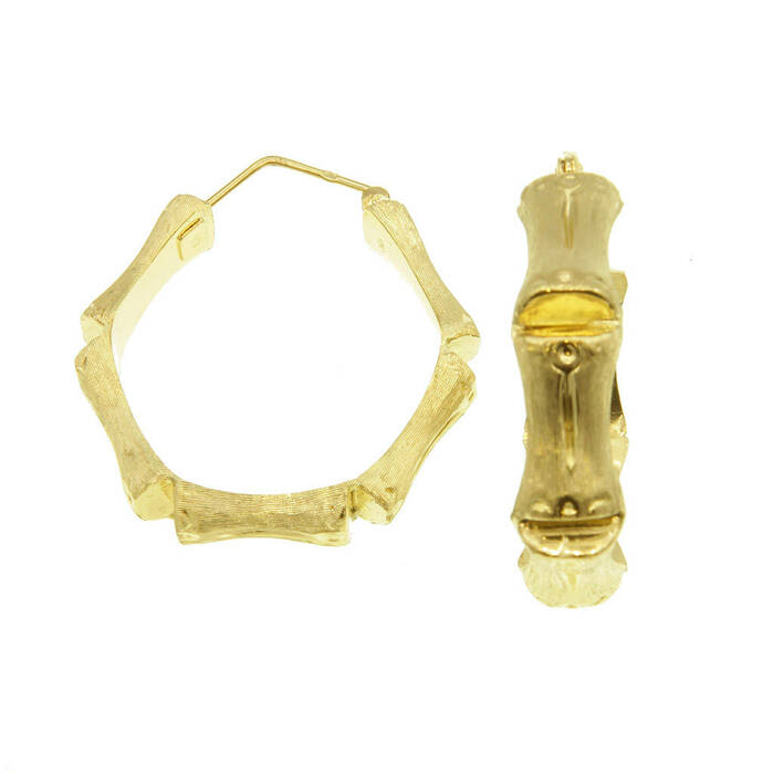 Paire de créoles bambou à 5  en Or 750 / 1000 (18K)