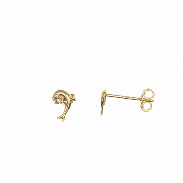 Paire de boucles à vis dauphin  en Or 750 / 1000 (18K)