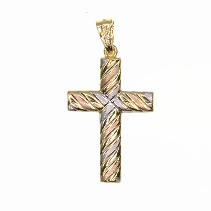 croix trois couleurs  en Or 750 / 1000 (18K)