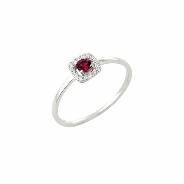 Bague motifSolitaire Bague or blanc diamants et rubis  en Or 750 / 1000 (18K)