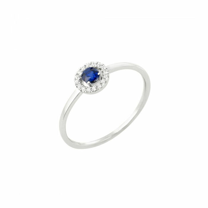 Bague motifSolitaire Bague or blanc diamants et saphir de ceylan  en Or 750 / 1000 (18K)
